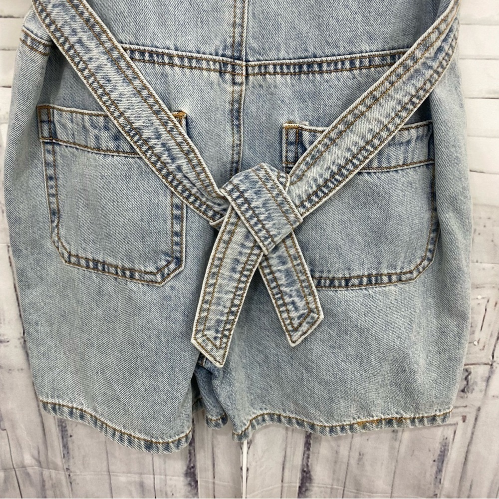 Chelsea & Violet Big Girls Size Large 1 Piece Denim Button Front Tie Back Romper - Picture 6 of 11